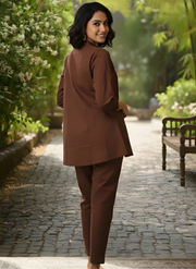 Aaronee Brown Pure Cotton Cord Set for Women
