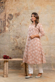 Floral printed button-down kurta for ladies