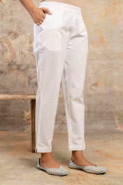 Elegant White Straight Cotton Pants for Women – Aaronee
