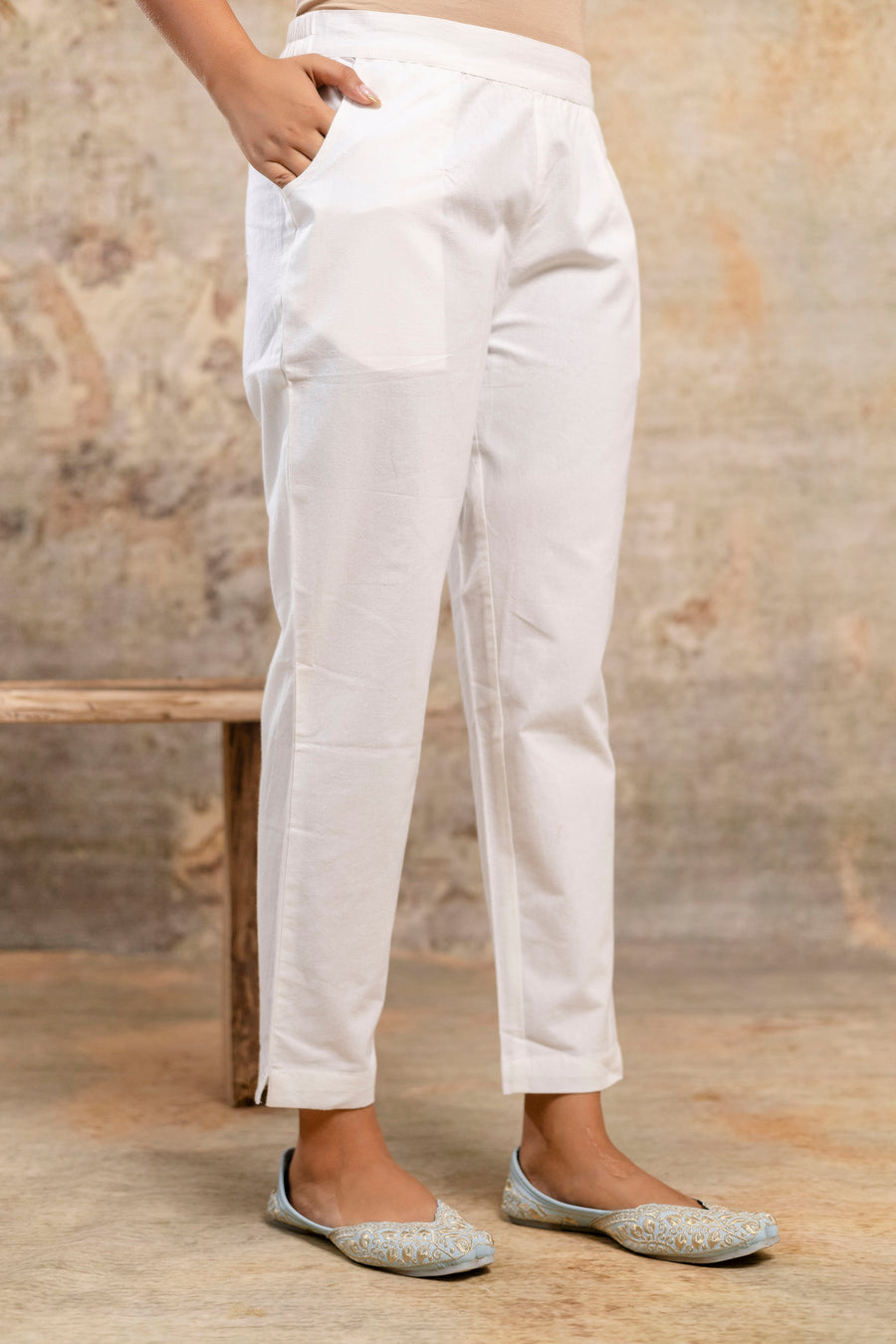 Elegant White Straight Cotton Pants for Women – Aaronee