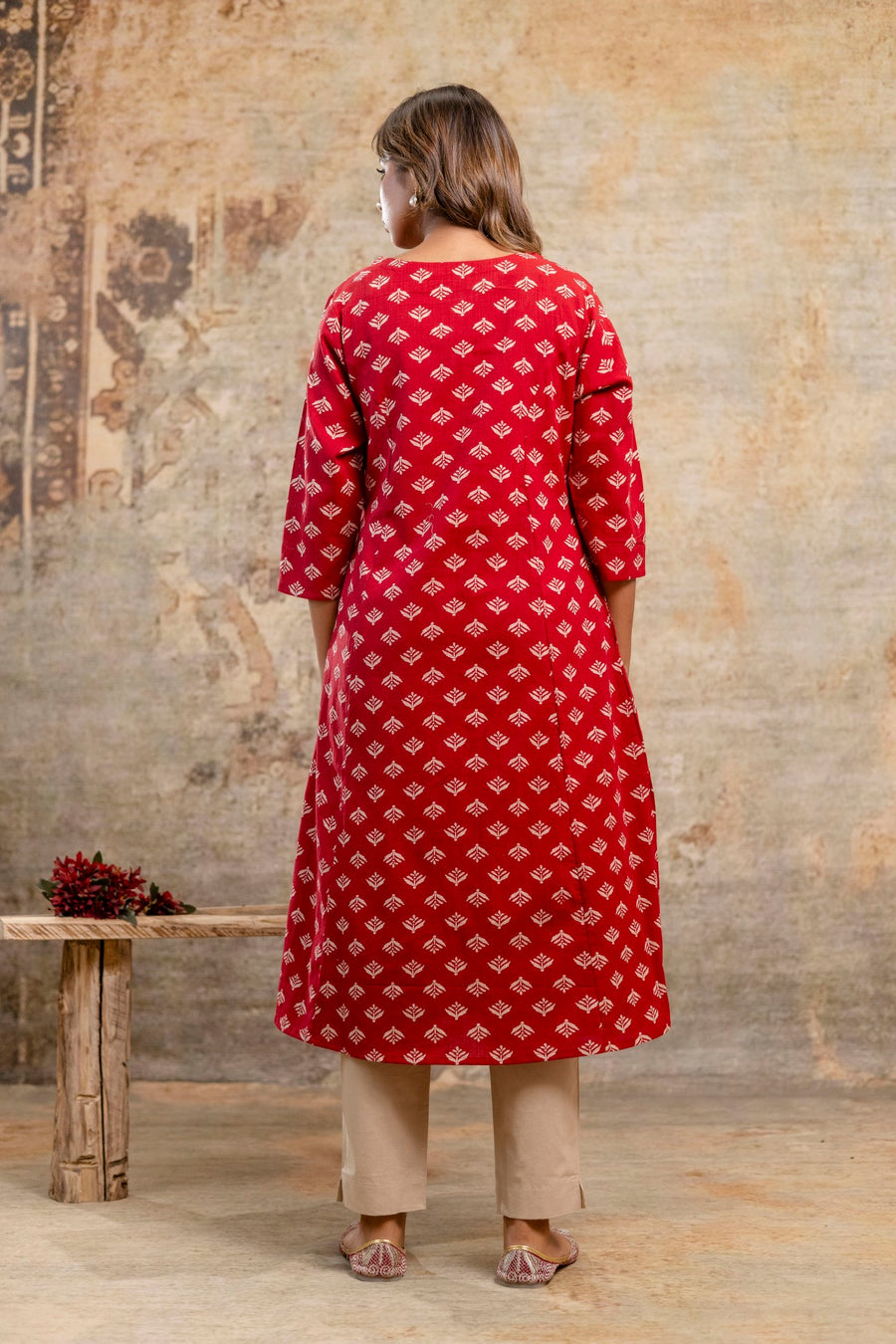 Ethnic Wear for Women – Maroon Kurta with Ikat Design