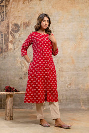 Aaronee Jaipuri Ikat Kurti – Scoop Neck and Front Buttons