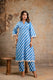 Sky Blue Striped Cotton Kurta Set for Women – Soft Co-Ord Summer Wear by Aaronee