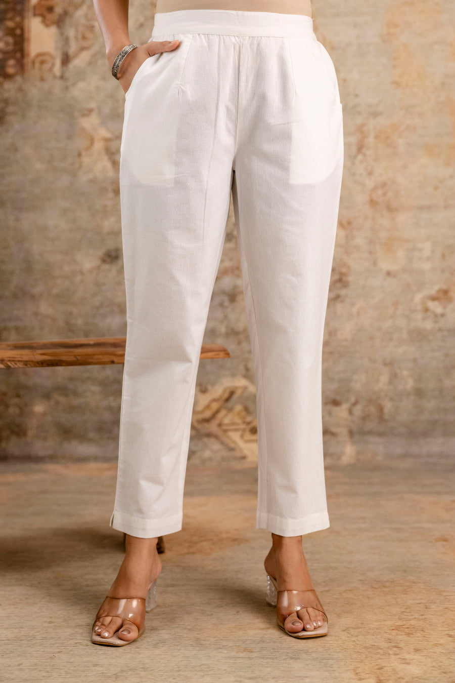 Elegant White Straight Cotton Pants for Women – Aaronee