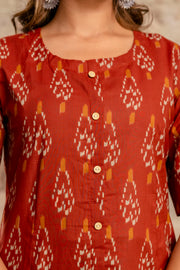Three-quarter sleeve ethnic cotton kurta
