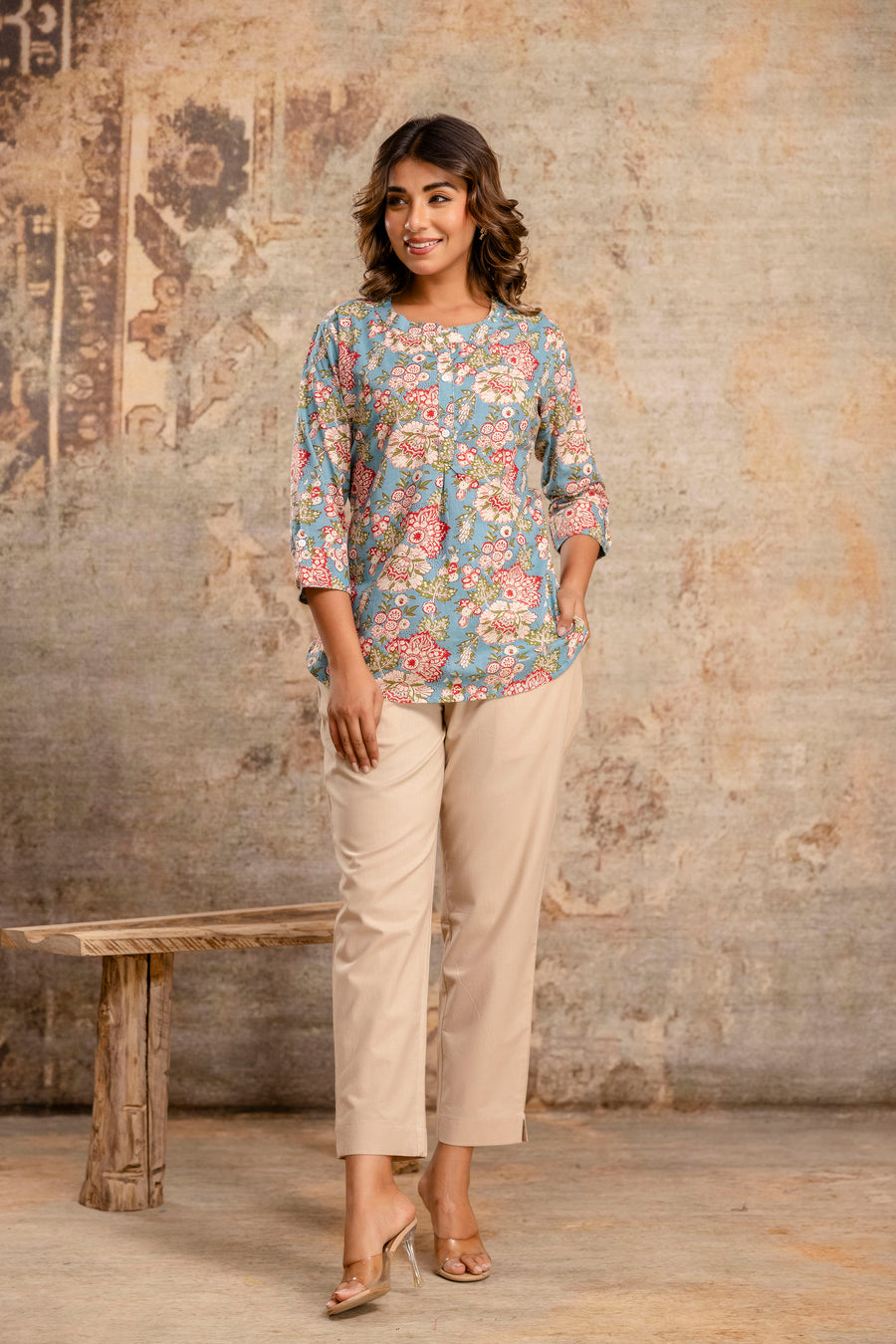 Elegant Beige Cotton Pants for Women – Comfort Fit by Aaronee