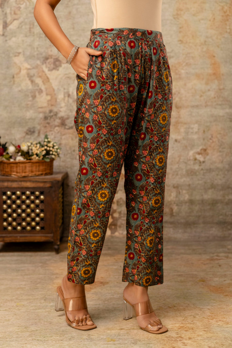 Aaronee Pure Cotton Mughal Print Dupatta Set – Traditional Multi-Panel Ethnic Suit for Women