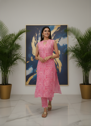 Aaronee cotton ethnic wear pink kurti set