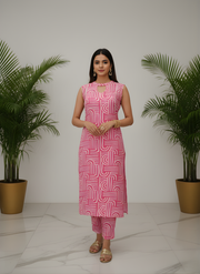 Women’s pink printed kurti outfit