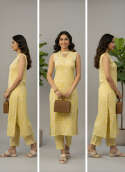 Bright Yellow Rayon Kurta Set for Women – Stylish Ethnic Wear by Aaronee