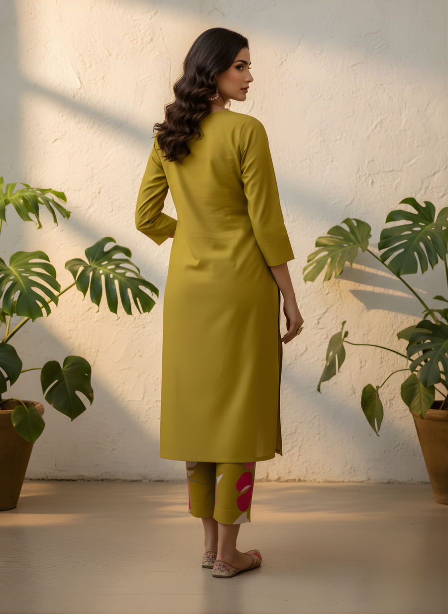 Jaipur Ethnic Wear Mustard Kurta Pant Set