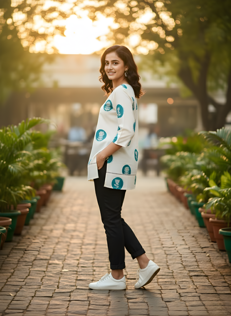 Designer printed top for women office wear