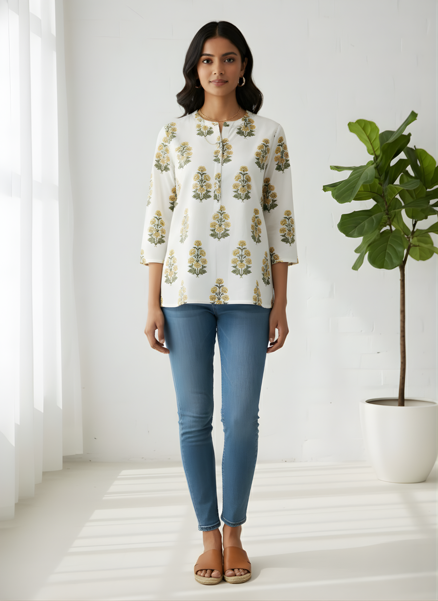 Aaronee floral cotton top for daily wear