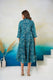 Aaronee Teal Blue Printed Cotton Midi Dress – Boho Chic A-Line Fit for Women