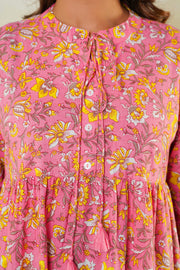 Aaronee Casual Wear Pink Middy