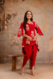 Aaronee ethnic co-ord set in red