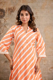 Aaronee pure cotton striped kurti pant set
