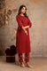 Red Printed Pure Cotton Kurta Set for Women – Ethnic Wear by Aaronee
