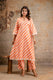 Chic Orange Striped Kurta Set for Women | Pure Cotton Ethnic Co-ord by Aaronee