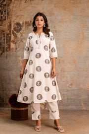 Ethnic printed kurta set with 3/4 sleeves