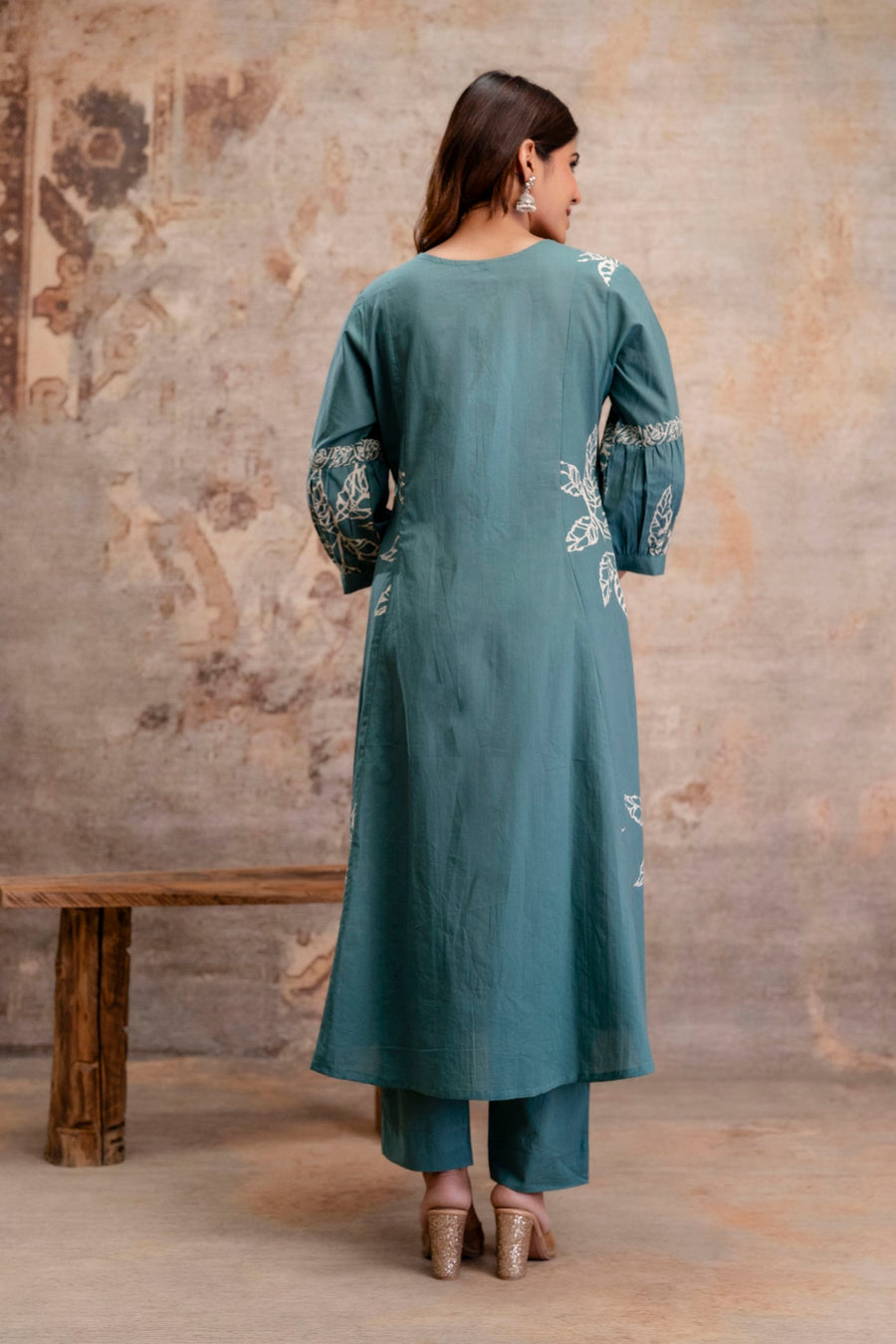 Aaronee Pure Cotton BLue Printed Dupatta Set – Elegant Handblock Style Ethnic Suit for Women