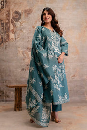 Aaronee Pure Cotton BLue Printed Dupatta Set – Elegant Handblock Style Ethnic Suit for Women