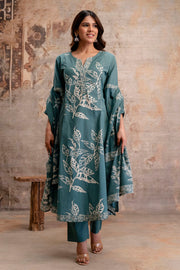 Aaronee Pure Cotton BLue Printed Dupatta Set – Elegant Handblock Style Ethnic Suit for Women