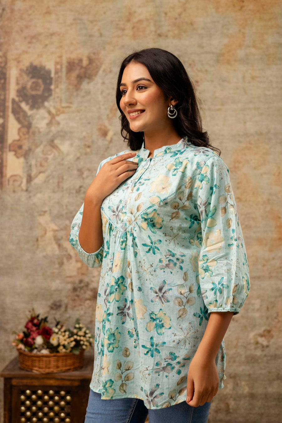 Aaronee cotton short top for women front view