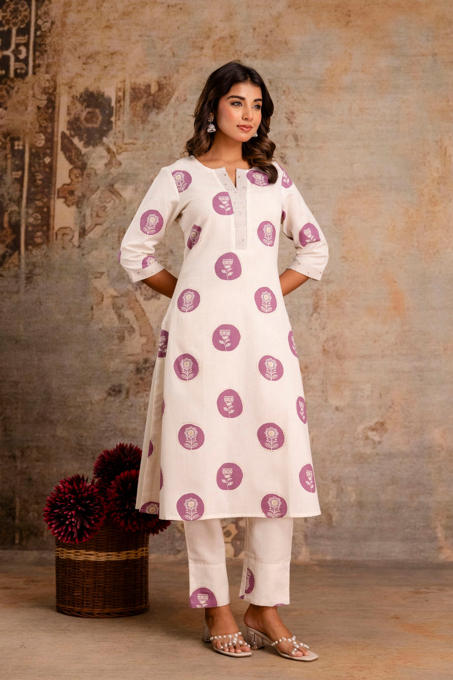 Jaipuri cotton flex kurti and pants combo