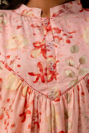 Pink floral print kurti for casual wear