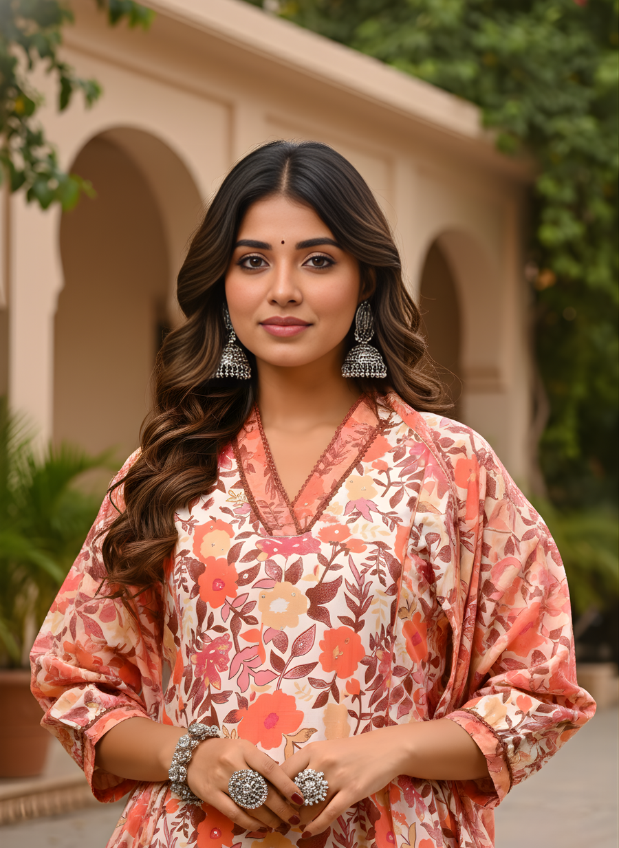 Floral Cotton Kurta Pant Set for Women Aaronee