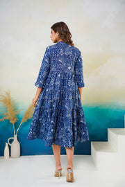 Floral print navy blue dress online