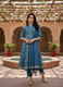 Aaronee Blue Handblock Printed Pure Cotton Kurta Dupatta Set for Women