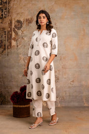A-line cotton flex kurta with printed pants