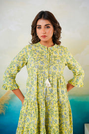 Mustard Cotton Middy Dress by Aaronee