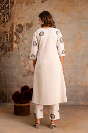 Floral hand-block printed kurta set for women