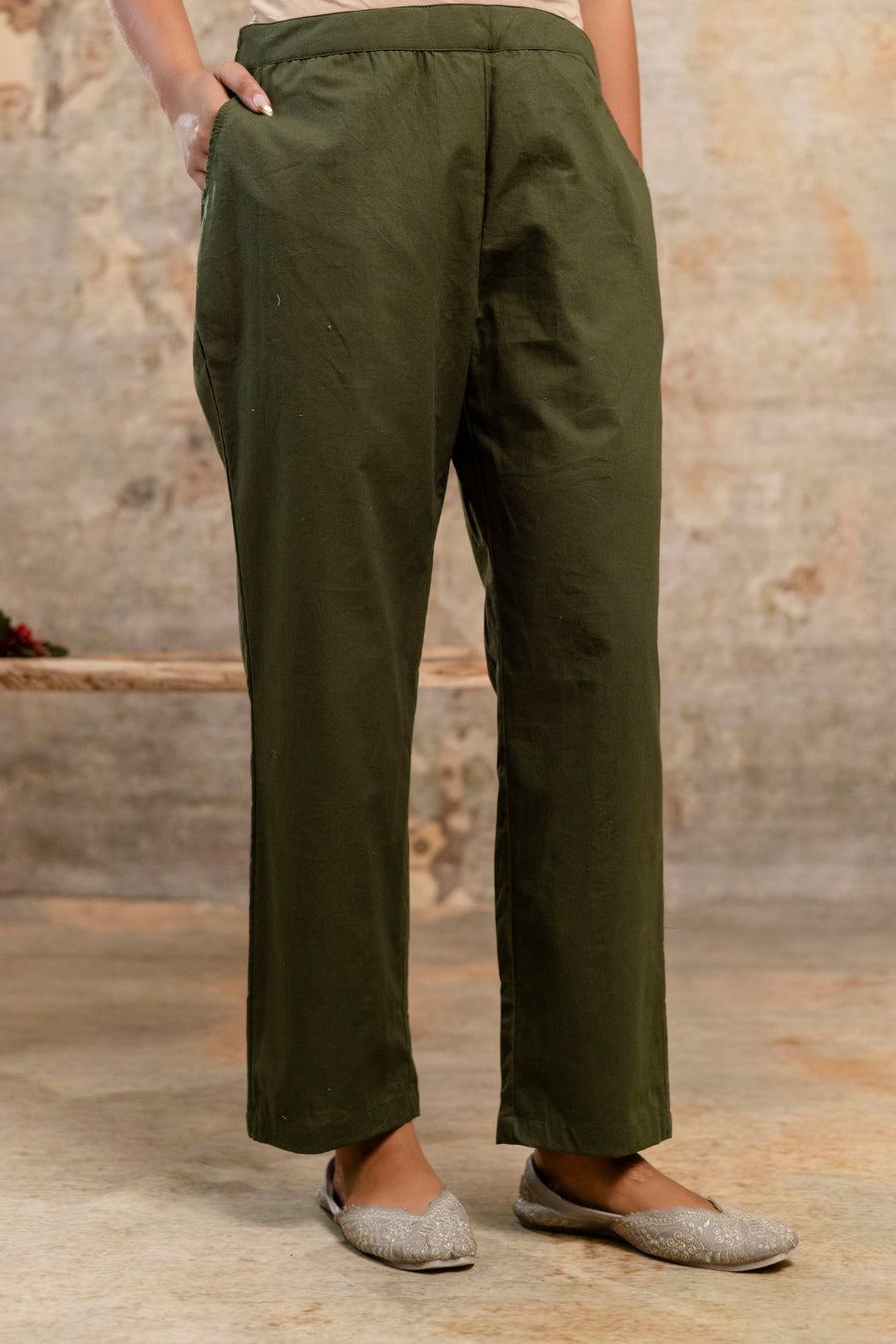 Olive Green Pant for Women by Aaronee