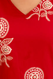 Party wear red co-ord set with embroidery
