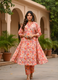 Peach Blossom Pure Cotton Floral Kurta Pant Set for Women | Aaronee Ethnic Wear