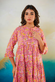 Pink Printed Cotton Dress Aaronee