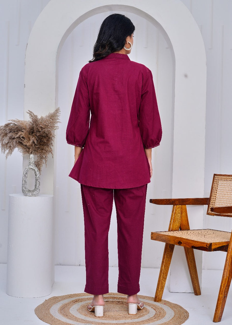 Pure Cotton Maroon Bottom Wear