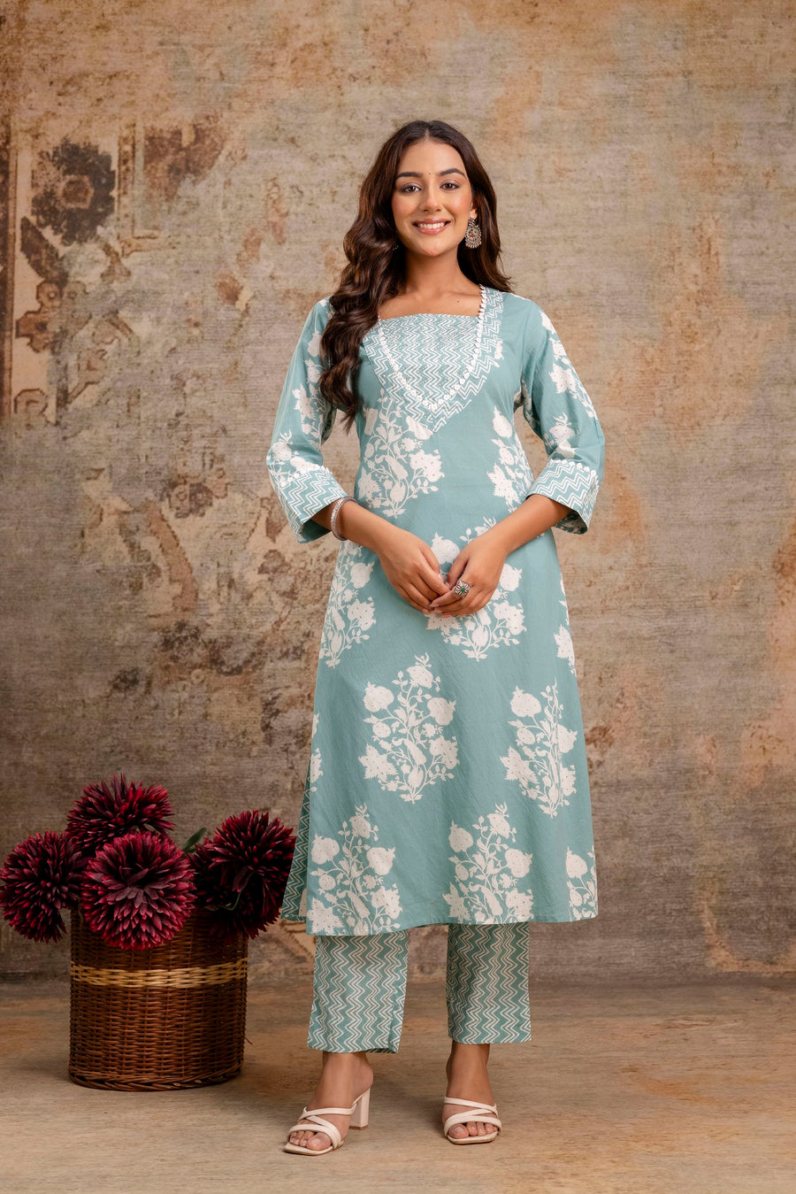 Pure cotton printed 2-piece ethnic set for women