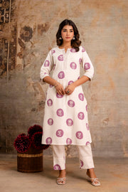 Elegant floral kurti set with V-neckline