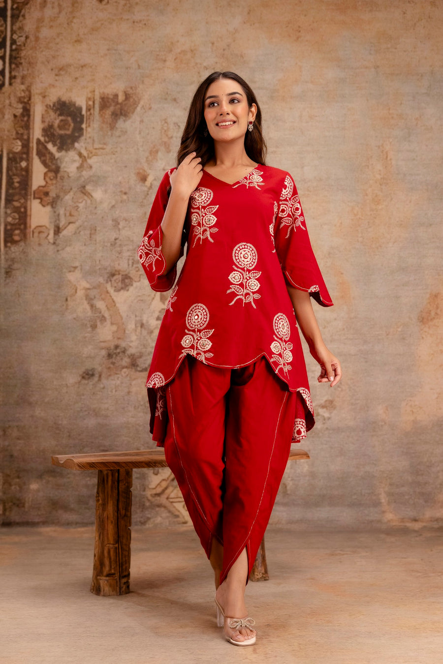 Red ethnic wear co-ord set Aaronee