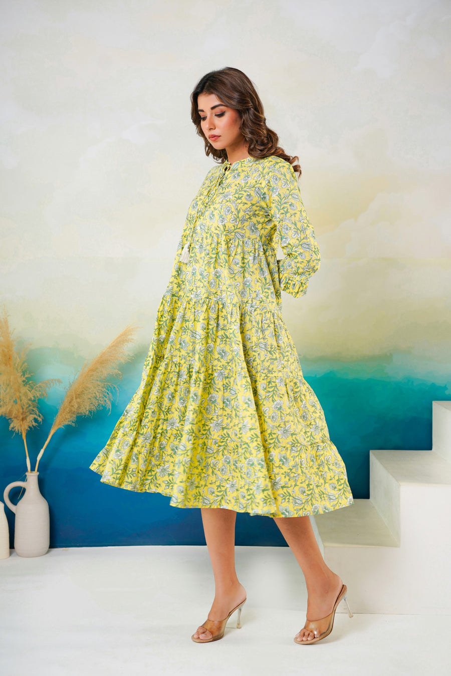 Stylish Mustard Middy Dress Aaronee