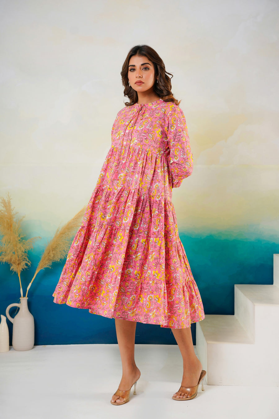 Stylish Pink Middy Dress for Women