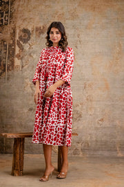 Stylish Tassel Neck Cotton Dress