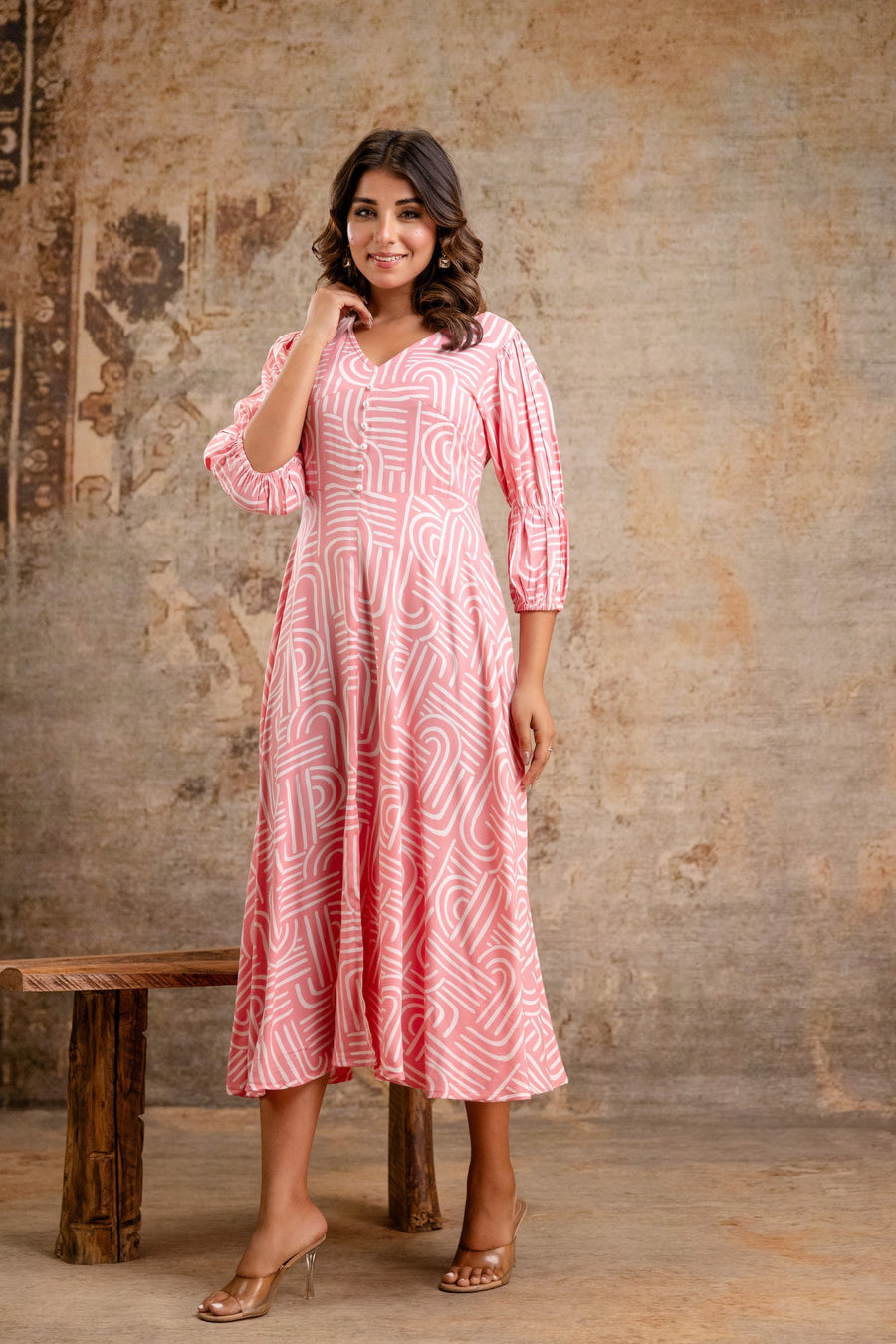 Summer casual dress with abstract print