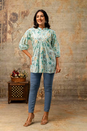 Floral print ethnic short kurti top