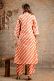 Women's orange and white stripe cotton outfit